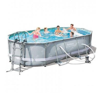 56448 Bestway Овальный каркасный бассейн Power Steel 488x305x107см, фильтр-насос 3028 л/ч