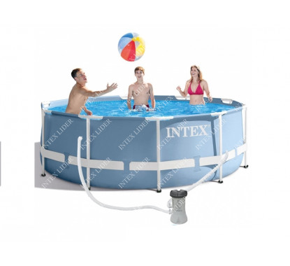26706 Intex Каркасный бассейн круглый  305х99см+фильтр насос 2006 л/ч, лестница
