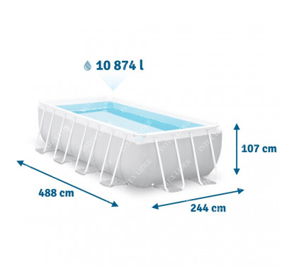 26792 Каркасный бассейн Prism Frame 488х244х107см Intex+фильтр-насос картр. 3785 л/ч